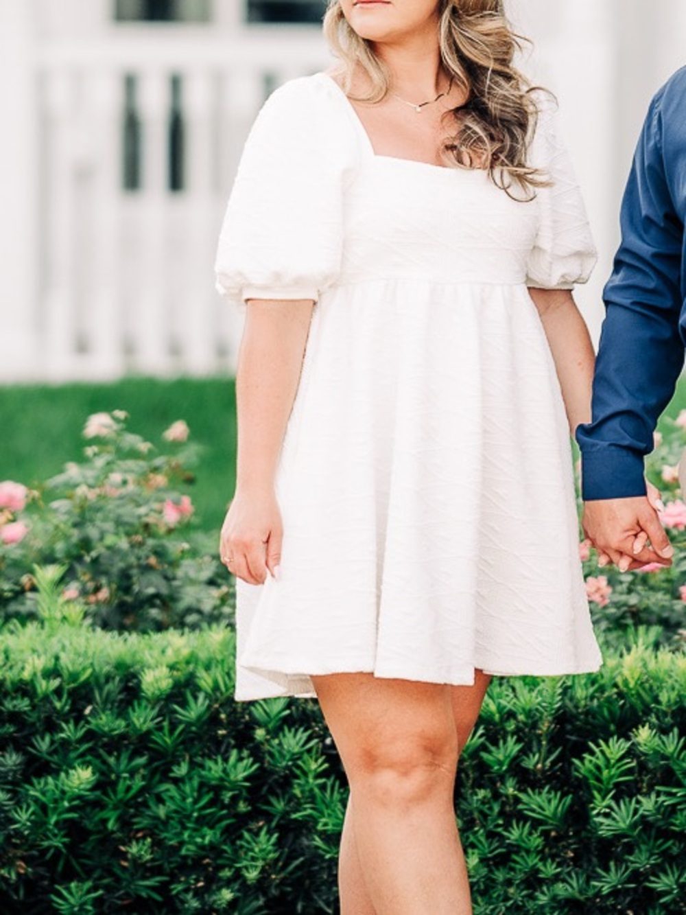 Free People Textured Puff Sleeve Mini Dress, Ivory, Size M